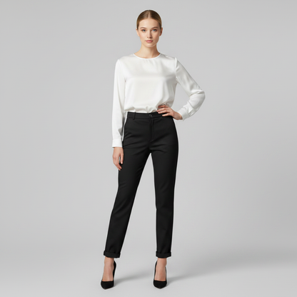 Pantalón de traje mujer talle alto ceñido oficina