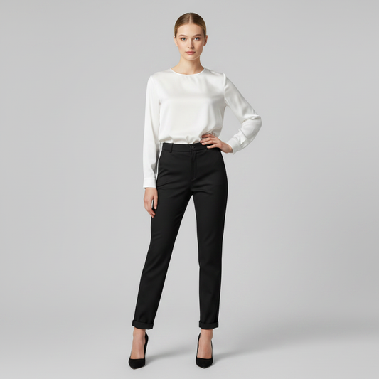 Pantalón de traje mujer talle alto ceñido oficina