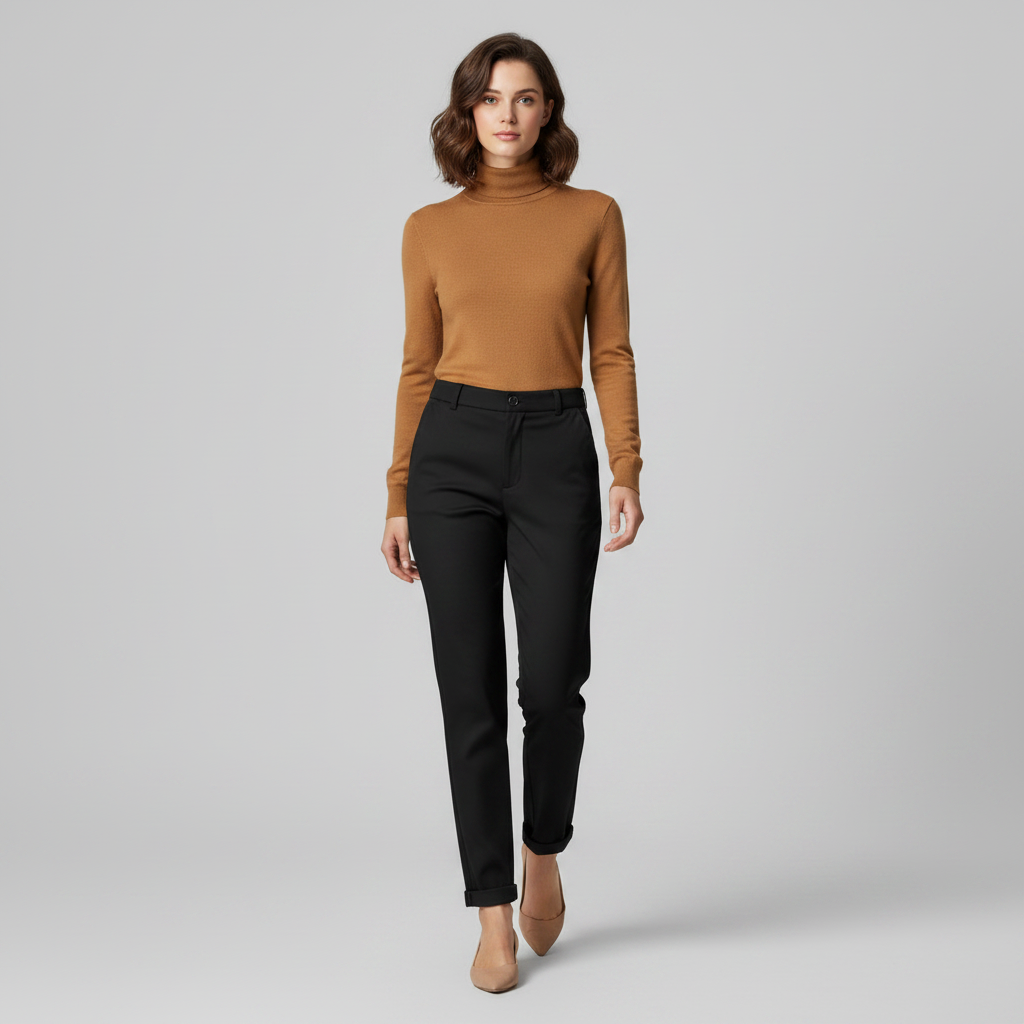Pantalón de traje mujer talle alto ceñido oficina