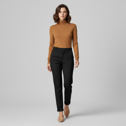 Pantalón de traje mujer talle alto ceñido oficina
