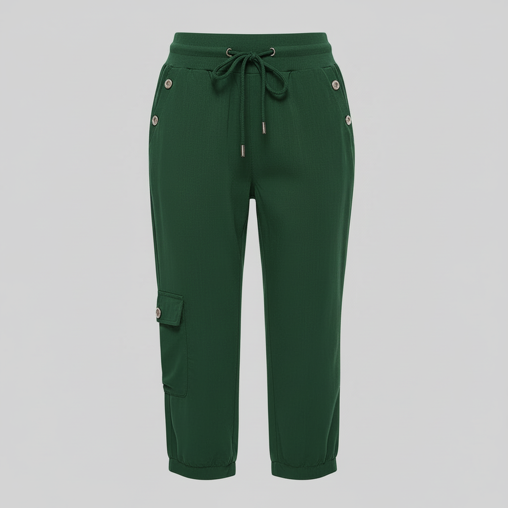 Pantalones casuales de mujer con puños elásticos y bolsillos
