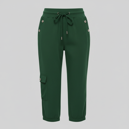 Pantalones casuales de mujer con puños elásticos y bolsillos