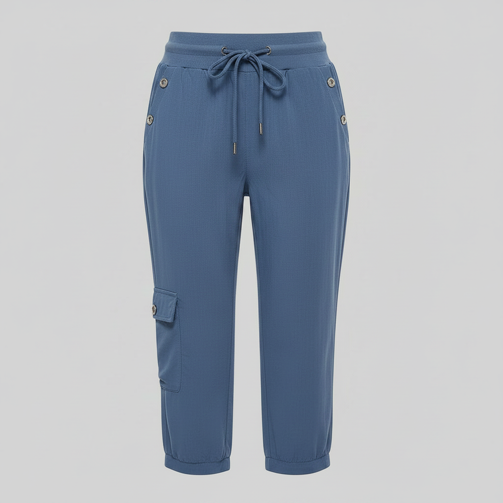 Pantalones casuales de mujer con puños elásticos y bolsillos