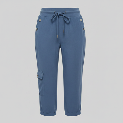 Pantalones casuales de mujer con puños elásticos y bolsillos