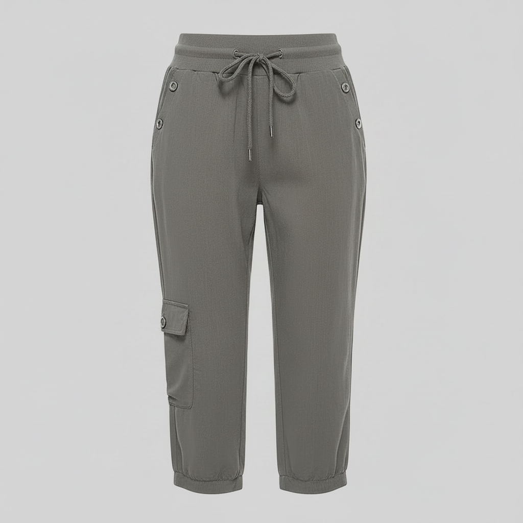 Pantalones casuales de mujer con puños elásticos y bolsillos