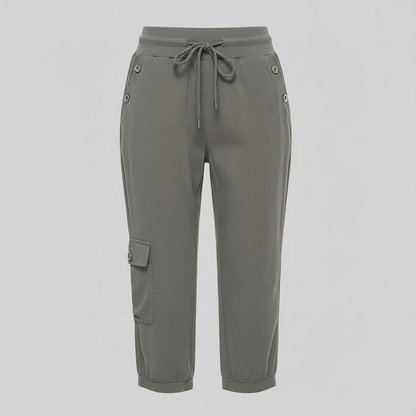 Pantalones casuales de mujer con puños elásticos y bolsillos