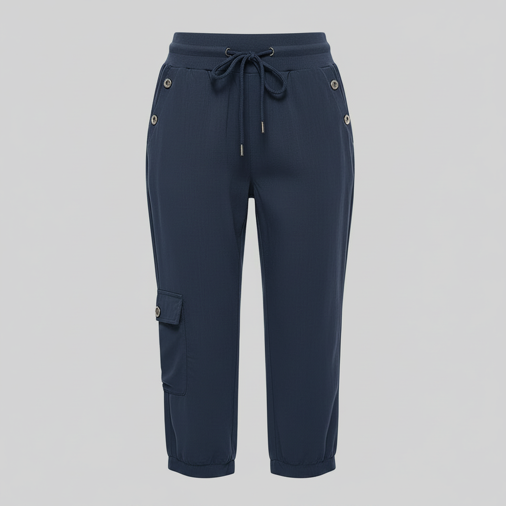 Pantalones casuales de mujer con puños elásticos y bolsillos