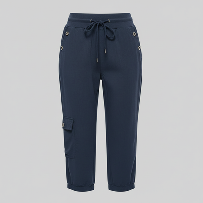 Pantalones casuales de mujer con puños elásticos y bolsillos