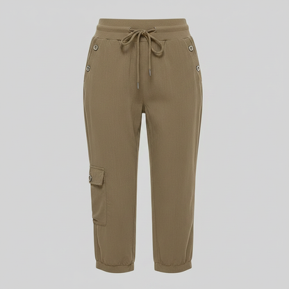 Pantalones casuales de mujer con puños elásticos y bolsillos