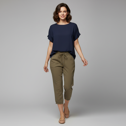 Pantalones casuales de mujer con puños elásticos y bolsillos