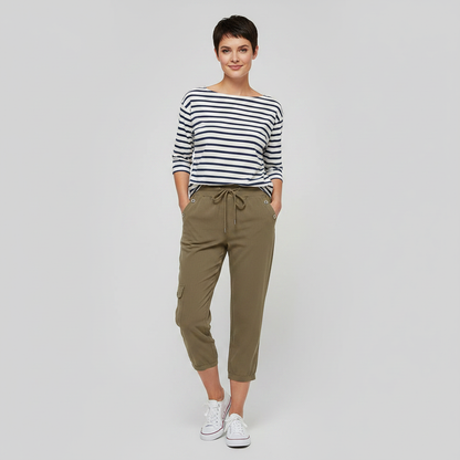Pantalones casuales de mujer con puños elásticos y bolsillos