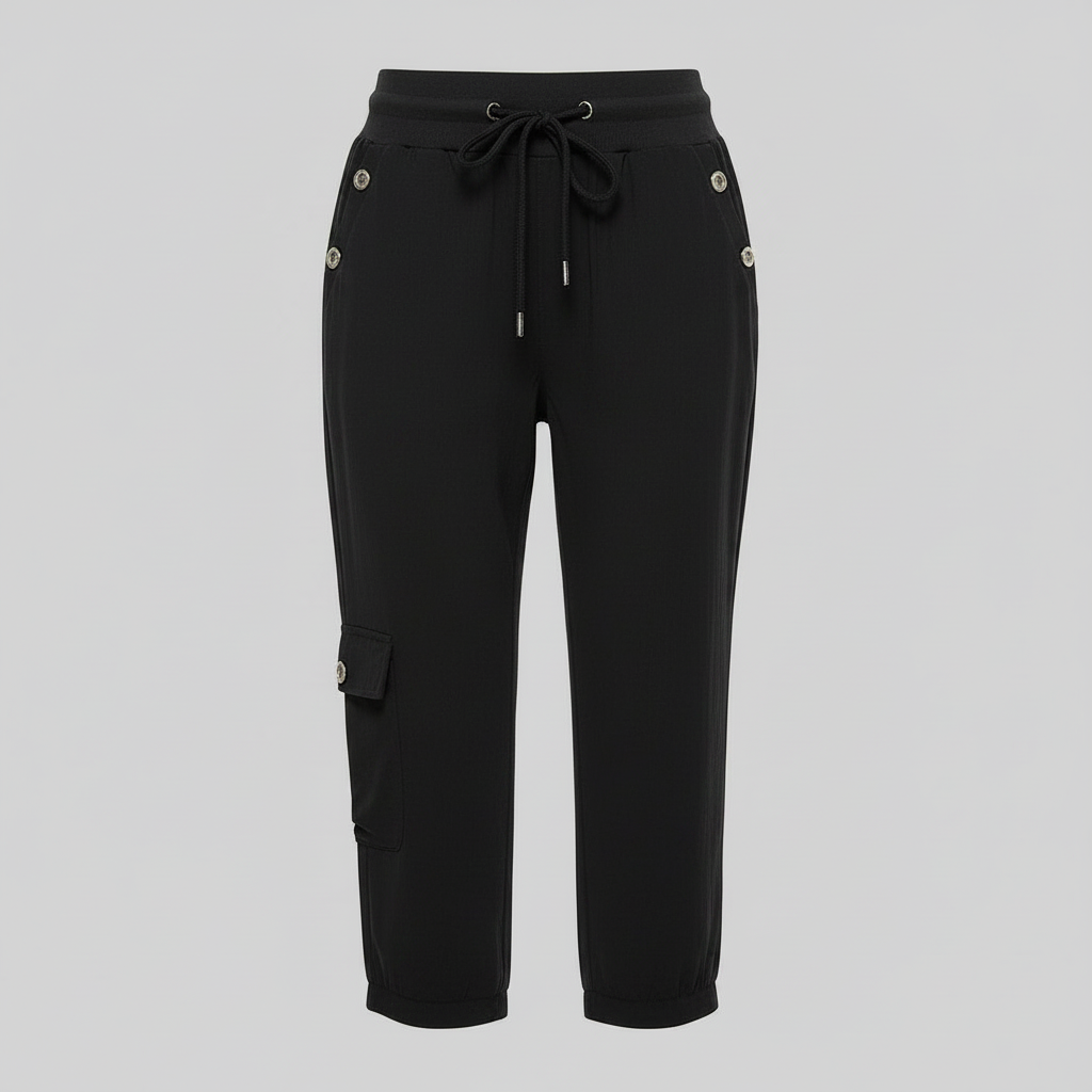 Pantalones casuales de mujer con puños elásticos y bolsillos
