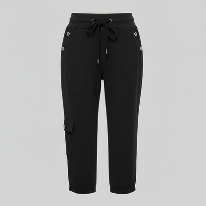Pantalones casuales de mujer con puños elásticos y bolsillos