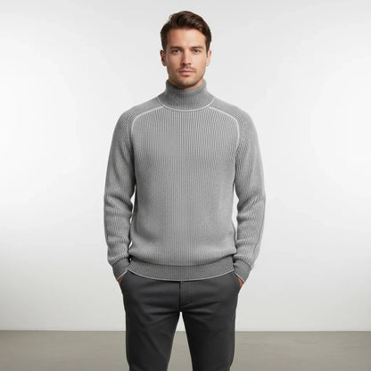 Hombre Jersey de Cuello Alto | Diseño Acanalado & Forro Cálido | Uso Diario