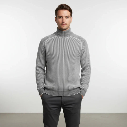 Hombre Jersey de Cuello Alto | Diseño Acanalado & Forro Cálido | Uso Diario