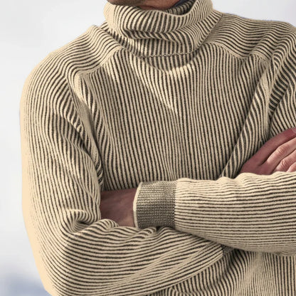 Hombre Jersey de Cuello Alto | Diseño Acanalado & Forro Cálido | Uso Diario