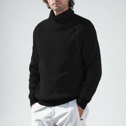 Hombre Jersey de Cuello Alto | Diseño Acanalado & Forro Cálido | Uso Diario