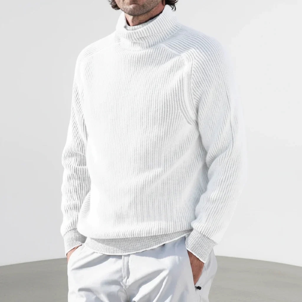 Hombre Jersey de Cuello Alto | Diseño Acanalado & Forro Cálido | Uso Diario