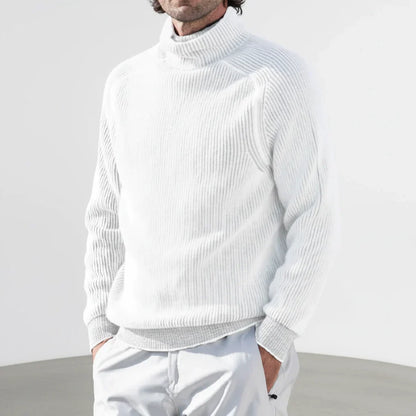 Hombre Jersey de Cuello Alto | Diseño Acanalado & Forro Cálido | Uso Diario