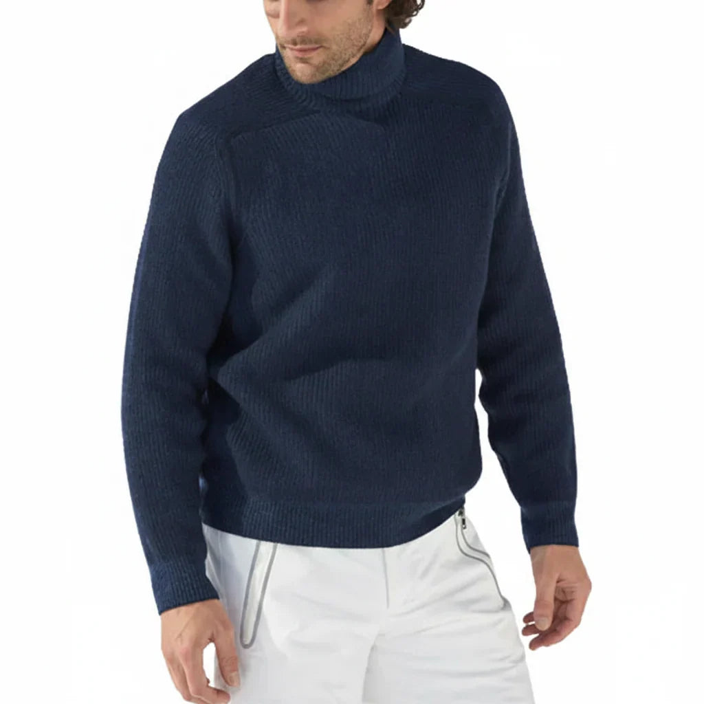 Hombre Jersey de Cuello Alto | Diseño Acanalado & Forro Cálido | Uso Diario