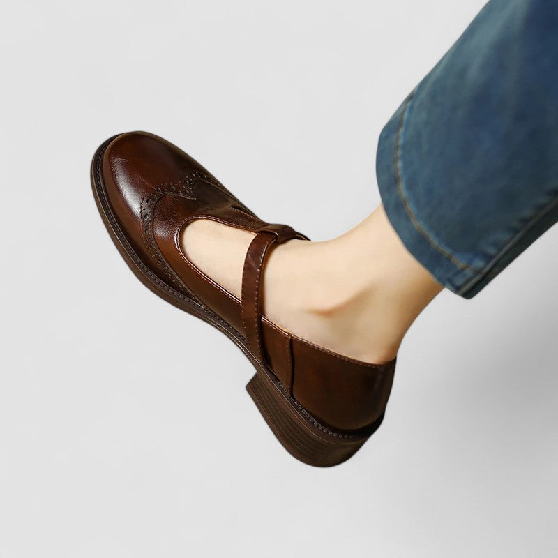 Elegante zapato Mary Jane de tacón bajo | Hebilla ajustable