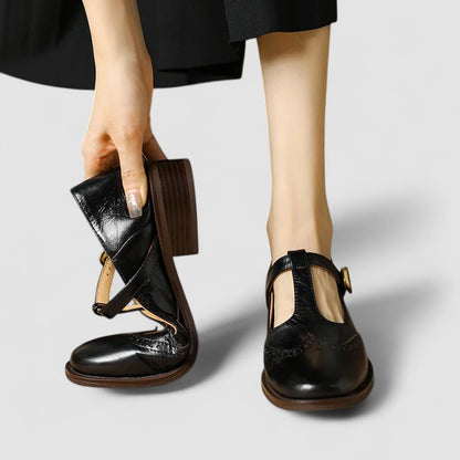 Elegante zapato Mary Jane de tacón bajo | Hebilla ajustable