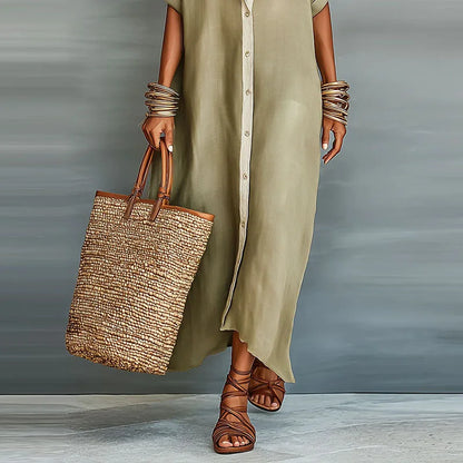 Camisero largo de lino para mujer | Mezcla de algodón y lino