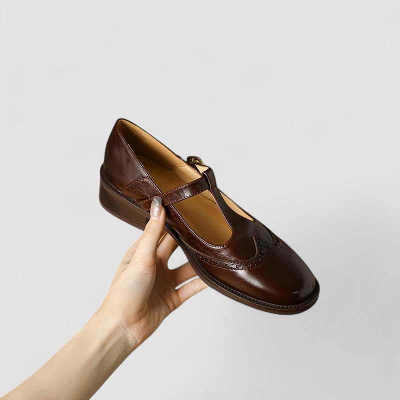 Elegante zapato Mary Jane de tacón bajo | Hebilla ajustable