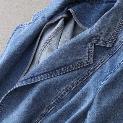 Mujer Blazer de Denim | Corte Ajustado & Cierre de Botón | Uso Diario