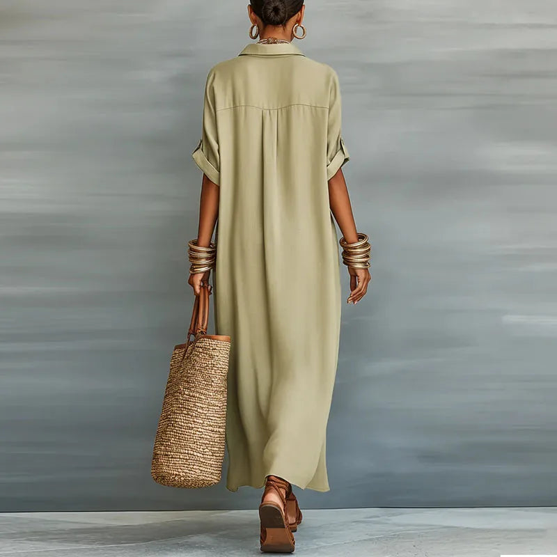 Camisero largo de lino para mujer | Mezcla de algodón y lino