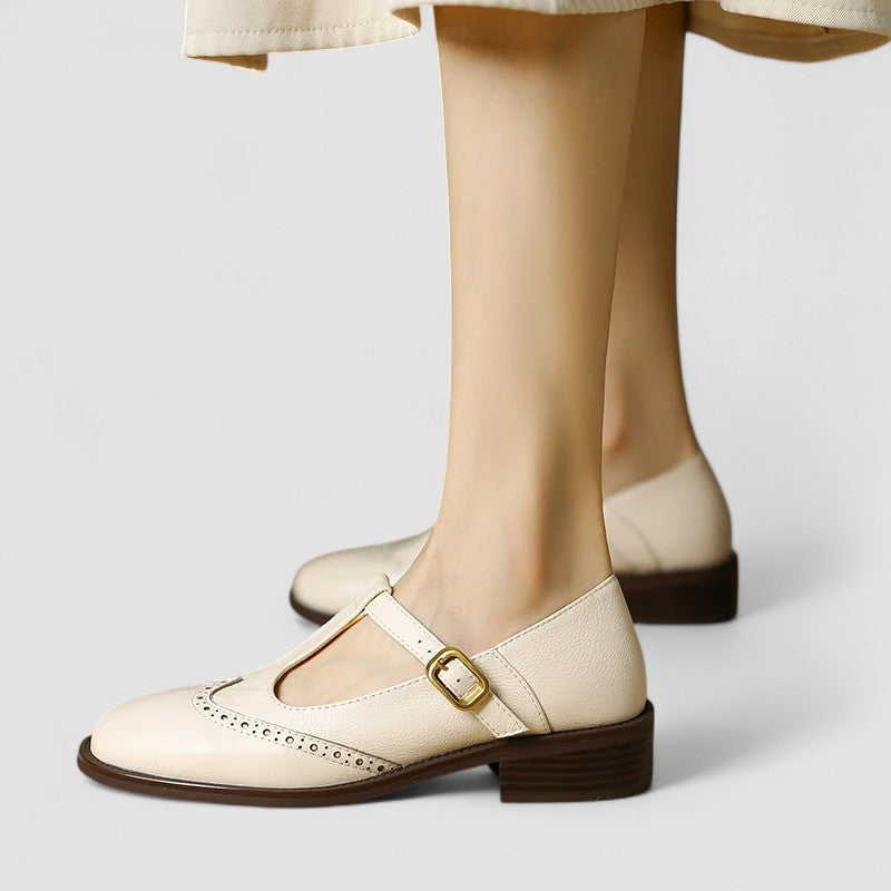 Elegante zapato Mary Jane de tacón bajo | Hebilla ajustable