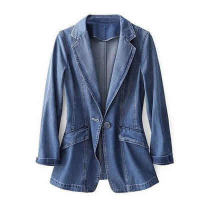 Mujer Blazer de Denim | Corte Ajustado & Cierre de Botón | Uso Diario