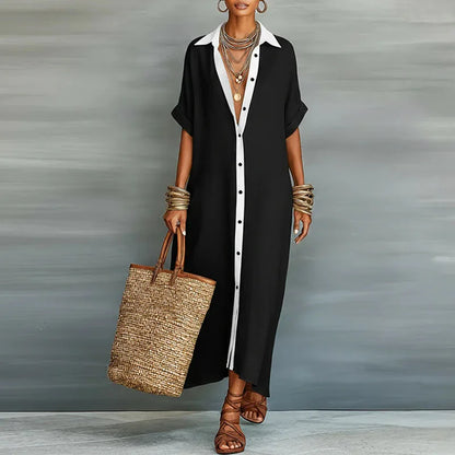 Camisero largo de lino para mujer | Mezcla de algodón y lino