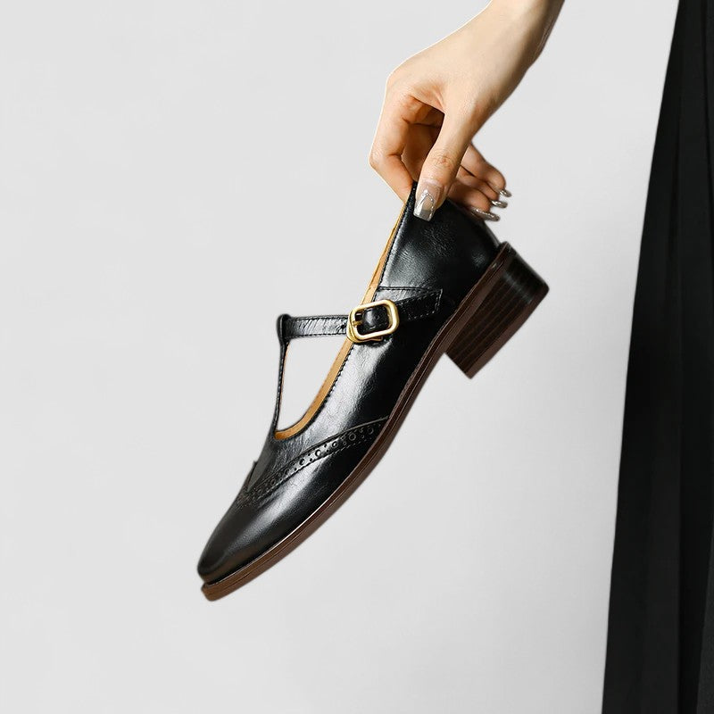 Elegante zapato Mary Jane de tacón bajo | Hebilla ajustable
