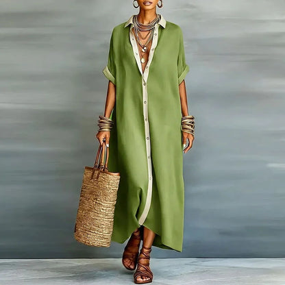 Camisero largo de lino para mujer | Mezcla de algodón y lino