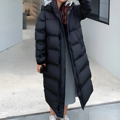 Mujer Abrigo Acolchado Largo | Aislamiento Térmico & Diseño Ligero | Otoño e Invierno