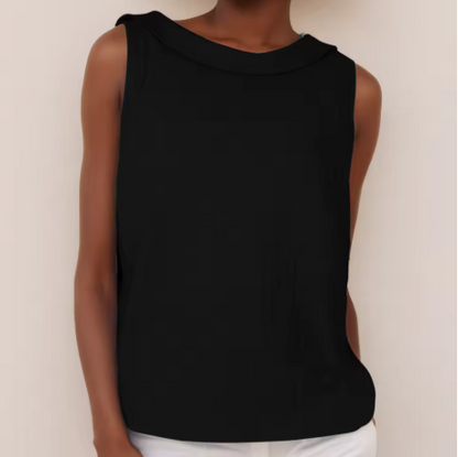 Top sin mangas con cuello enrollado para mujer | Silueta favorecedora