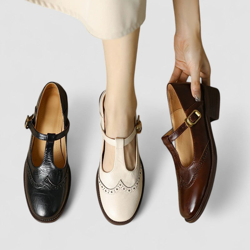 Elegante zapato Mary Jane de tacón bajo | Hebilla ajustable