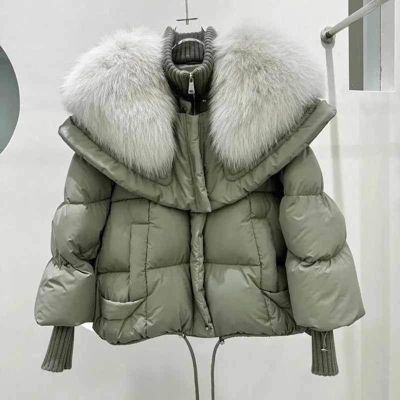 Mujer Chaqueta Acolchada Corta | Cuello Grande & Puños Elásticos | Otoño e Invierno