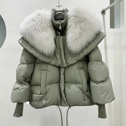 Mujer Chaqueta Acolchada Corta | Cuello Grande & Puños Elásticos | Otoño e Invierno
