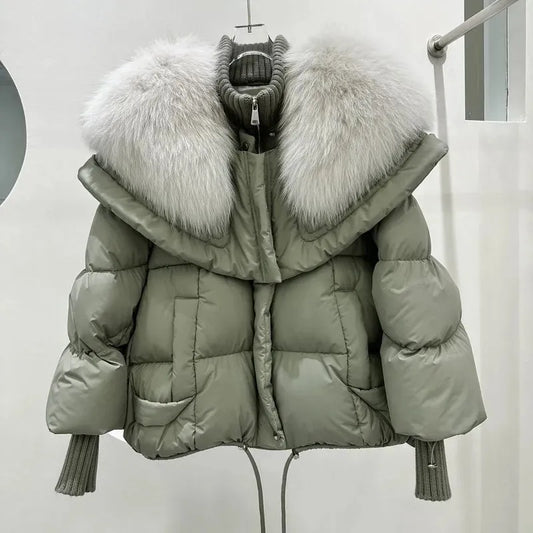 Mujer Chaqueta Acolchada Corta | Cuello Grande & Puños Elásticos | Otoño e Invierno