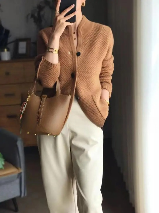 Mujer Cárdigan de Punto | Pur Cachemira & Cierre de Botones | Otoño e Invierno