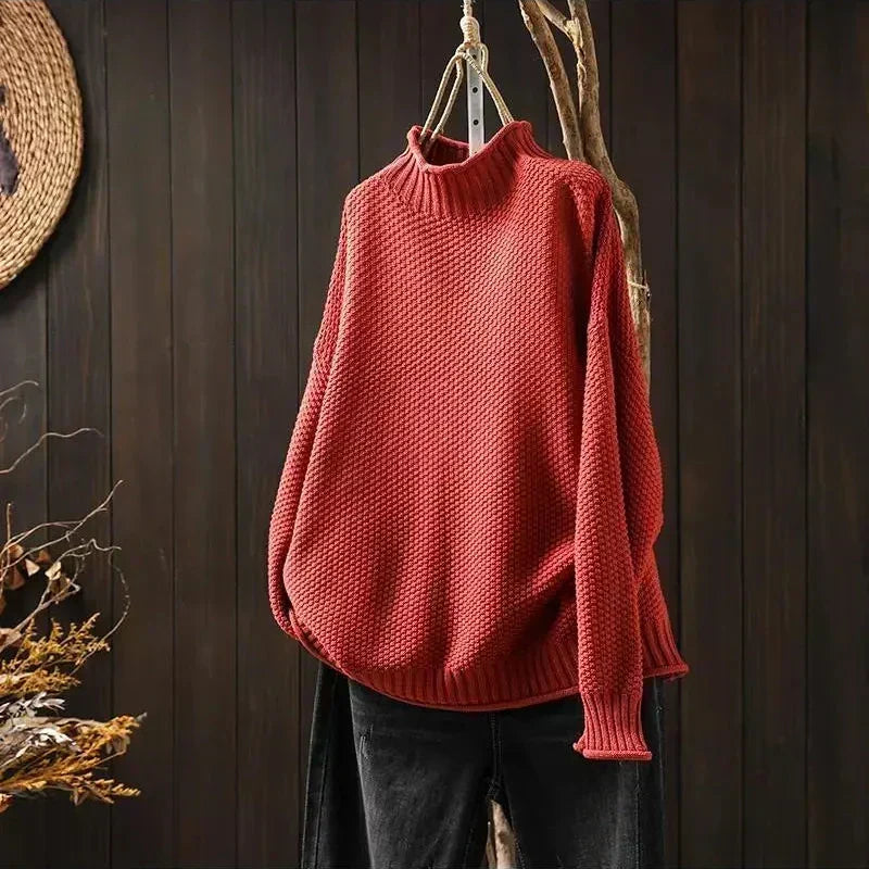 Mujer Jersey de Punto Cuello Perkins | Texturizado & Hombros Caídos | Uso Diario