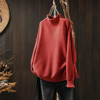 Mujer Jersey de Punto Cuello Perkins | Texturizado & Hombros Caídos | Uso Diario