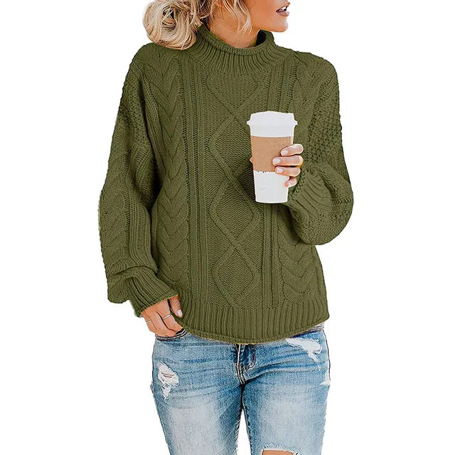 Mujer Jersey de Cuello Vuelto | Tejido Suave & Lavable a Máquina | Otoño e Invierno