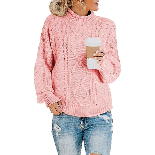 Mujer Jersey de Cuello Vuelto | Tejido Suave & Lavable a Máquina | Otoño e Invierno