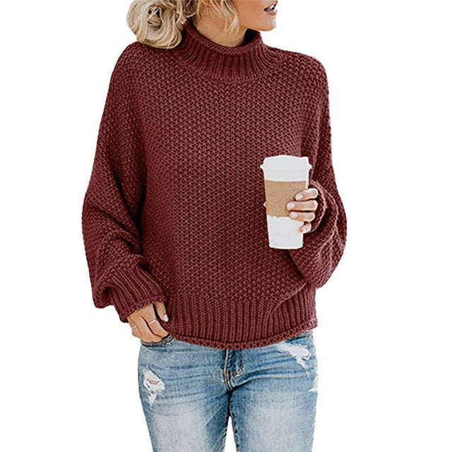 Mujer Jersey de Cuello Vuelto | Tejido Suave & Lavable a Máquina | Otoño e Invierno