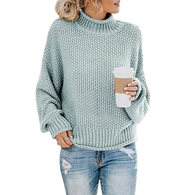 Mujer Jersey de Cuello Vuelto | Tejido Suave & Lavable a Máquina | Otoño e Invierno