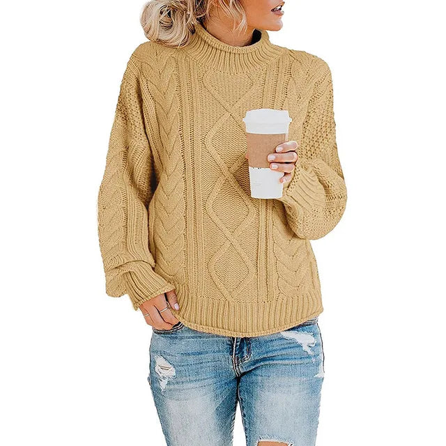 Mujer Jersey de Cuello Vuelto | Tejido Suave & Lavable a Máquina | Otoño e Invierno