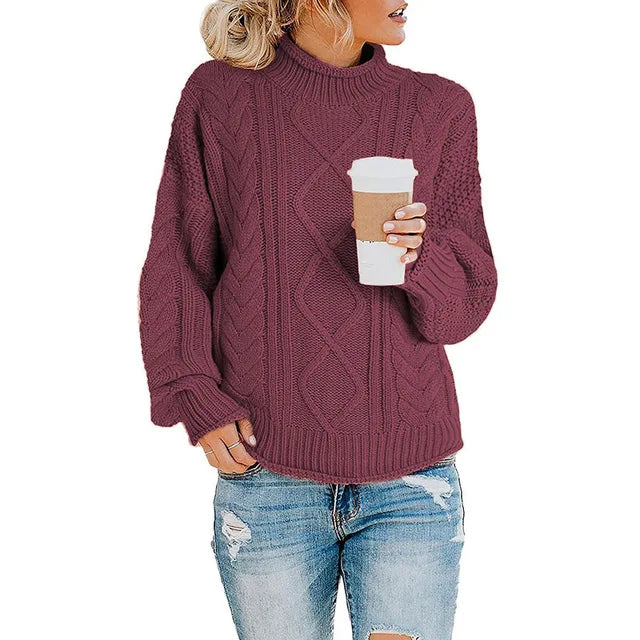 Mujer Jersey de Cuello Vuelto | Tejido Suave & Lavable a Máquina | Otoño e Invierno